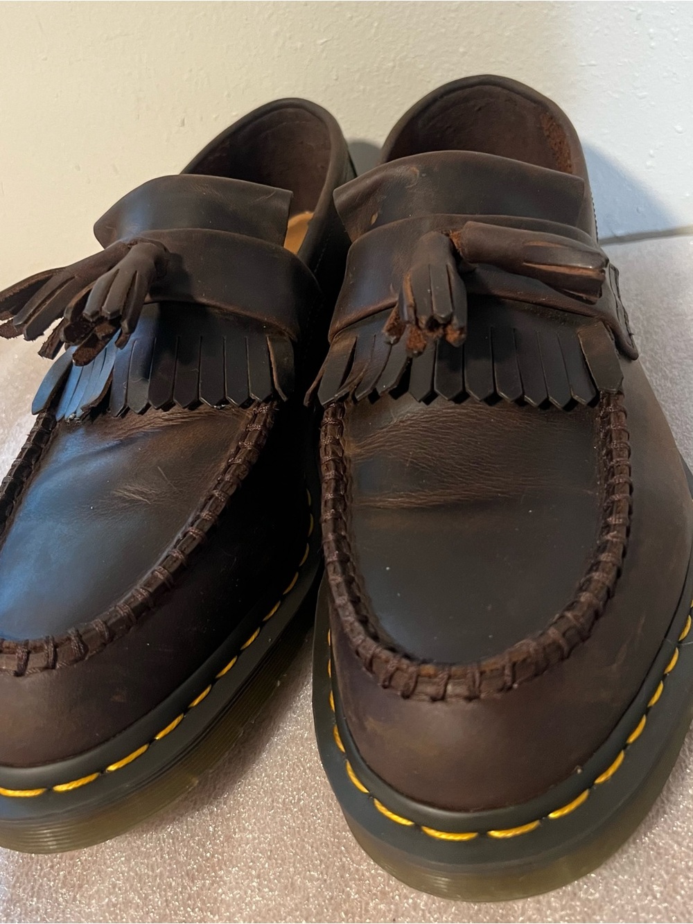 Men's Brown Leather Tassel Loafers Dr Martens size 10